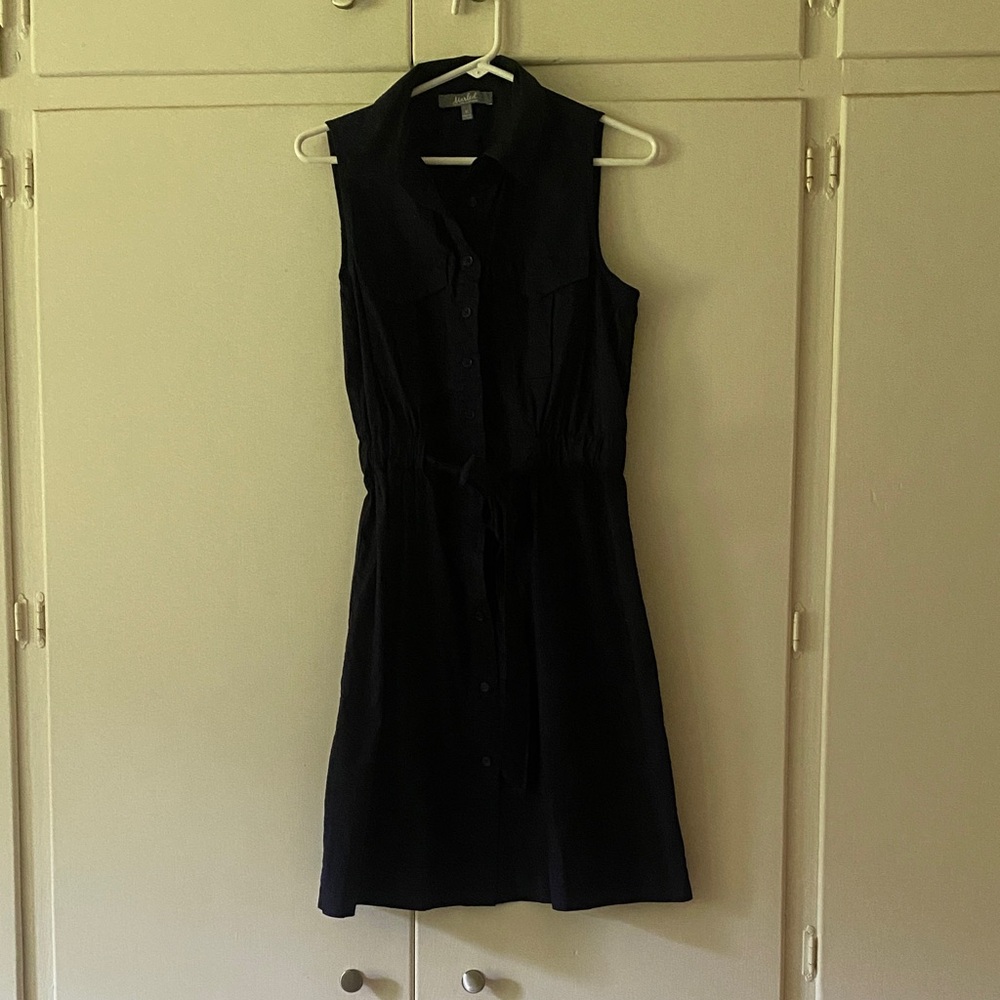 Marled Black Button-Down Mini Dress